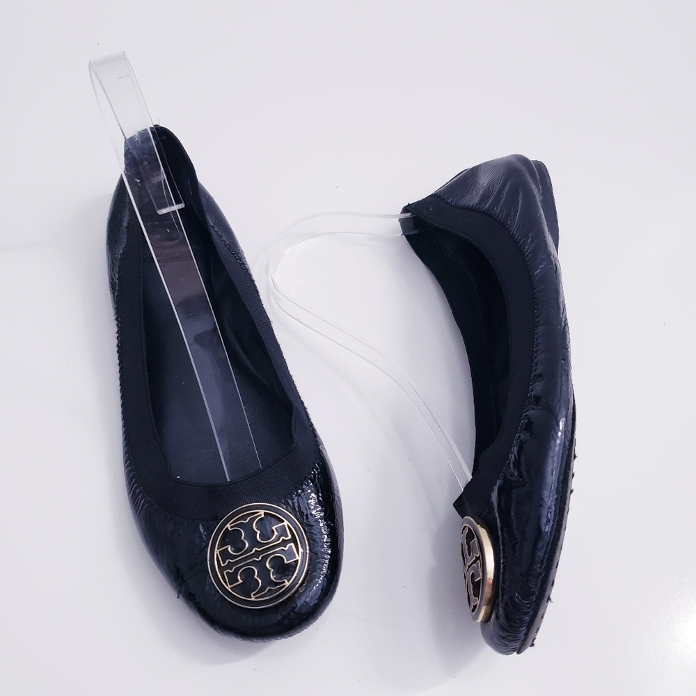 Tory Burch Caroline Naplak Elastic Patent Leather Flats